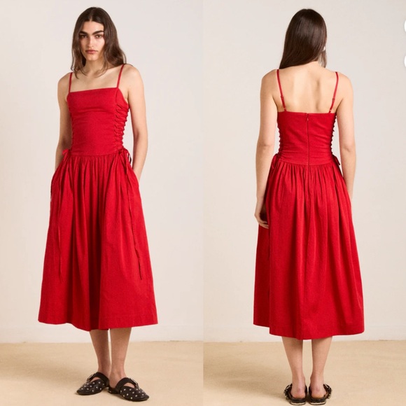 Damson Madder Red Angelina Midi Dress - Picture 3 of 16